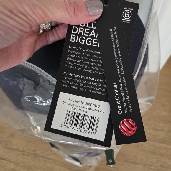 NWT TROUBADOUR Apex 4.0 Backpack, Basalt Color - Picture 8 of 10